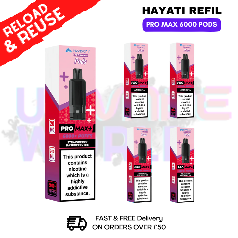 shop Strawberry Raspberry ICE Hayati ProMax 6K Replacement Pods Box Of 5 - ukvapeworld