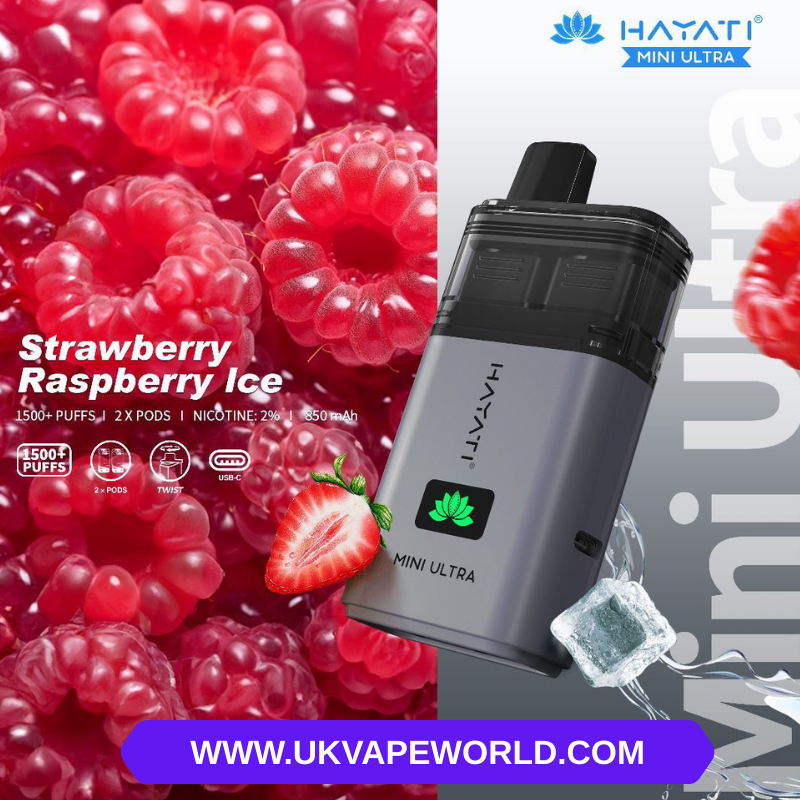 Shop Strawberry Raspberry ICE Hayati Mini Ultra 1500 Puff Twist Bar - UK Vape World
