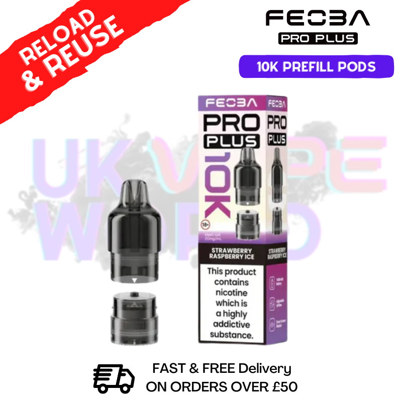 Strawberry Raspberry Ice Feoba Pro Plus 10K Refil Pods - Only £5.85 - ukvapeworld