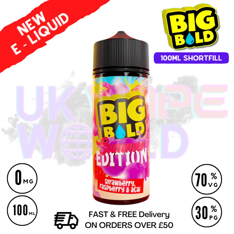 Shop Strawberry Raspberry & ACAI Big Bold Vape Juice 100ml - UK Vape World
