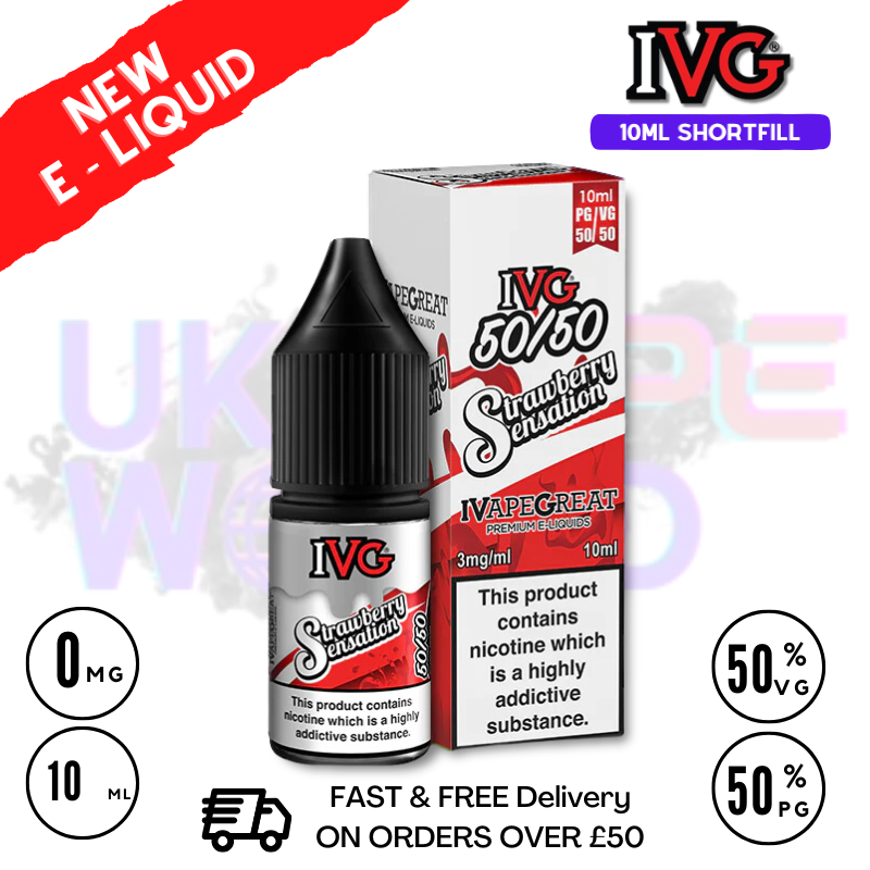 Shop IVG 50/50 Strawberry Sensation 10ml E Liquid - ONLY £1.99 - UK Vape World