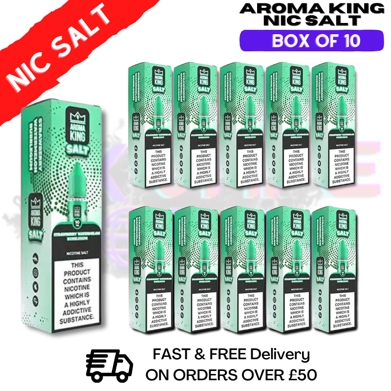 Shop Strawberry Watermelon Bubblegum Aroma King Box Of 10 Nic Salts - UK Vape World