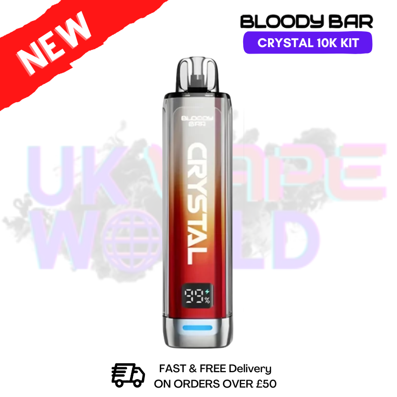 Shop Bloody Bar Crystal Strawberry Watermelon Bubblegum 10K Puff Pod Kit - UK Vape World