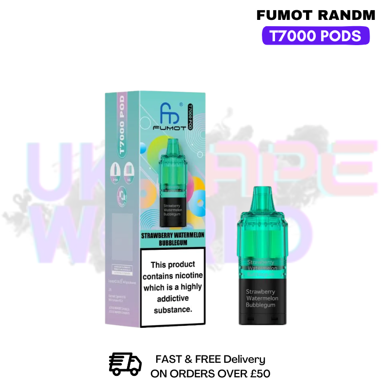 Strawberry Watermelon Bubblegum Fumot T7000 RandM 7K Replacement Pods - ukvapeworld