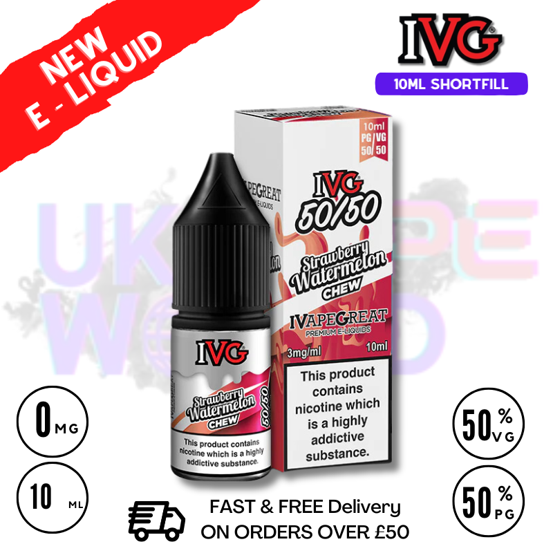 Shop IVG 50/50 Strawberry Watermelon Chew 10ml E Liquid - ONLY £1.99 - UK Vape World