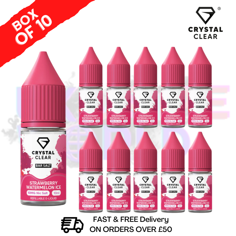 Strawberry Watermelon ICE Crystal Clear Nic Salt Box Of 10 - Only £17.99