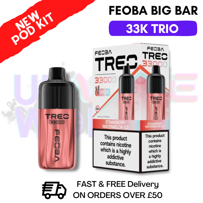 Strawberry Watermelon ICE Feoba Treo 33K Puff Pod Kit - ukvapeworld