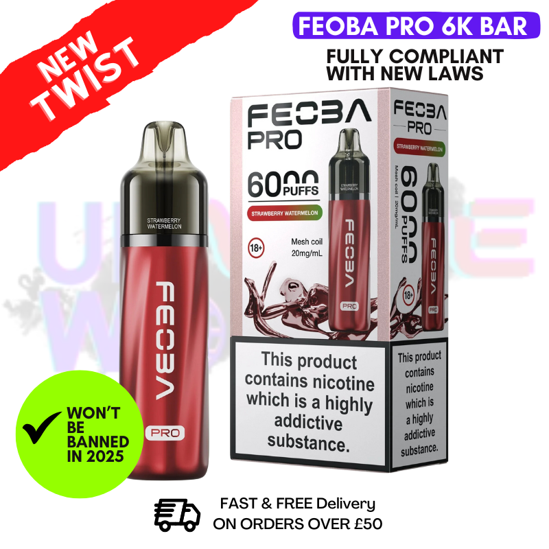 Buy Online Strawberry Watermelon Feoba Pro 6000 6K Puff Pod Kit - UK Vape World