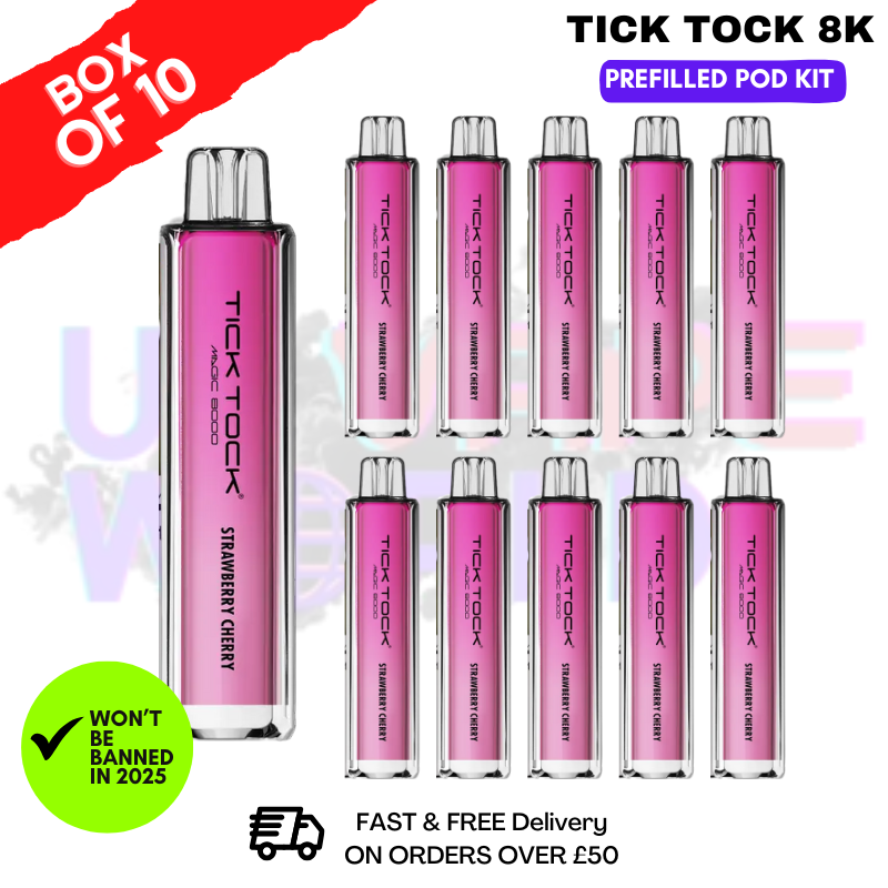 Strawberry Cherry Tick Tock Magic 8000 8K Box Of 10