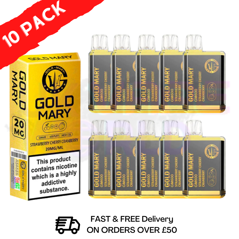 Strawberry Cherry Cranberry - Gold Mary 600Puff Box of 10 - UK Vape World