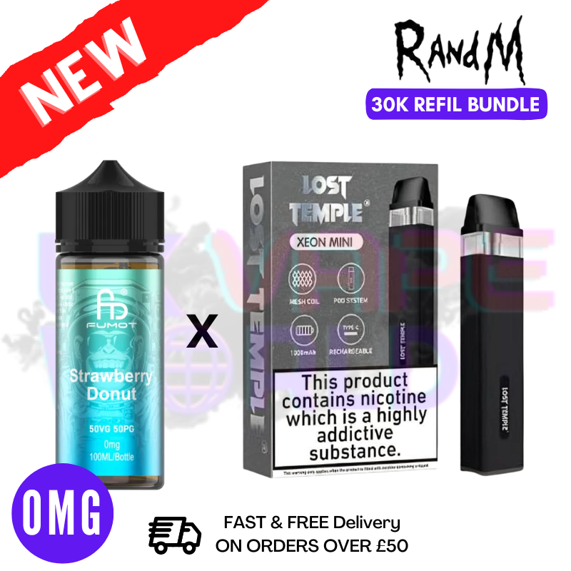 Strawberry Donut RandM 30K Puff Zero Nicotine Vape Kit - UK Vapeworld