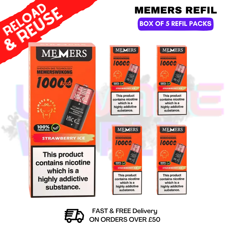 shop Strawberry ICE Memers V10000 Replacement Pods Box of 5 - ukvapeworld