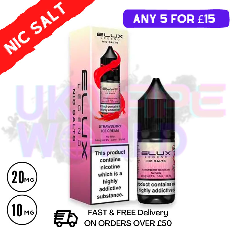 Strawberry ICE CREAM Elux Legend Nic Salt 10ML eLiquid - UK Vape World