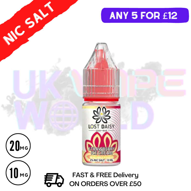 Strawberry ICE Cream LOST Daisy Nic Salt 10ML eLiquid - UK Vape World