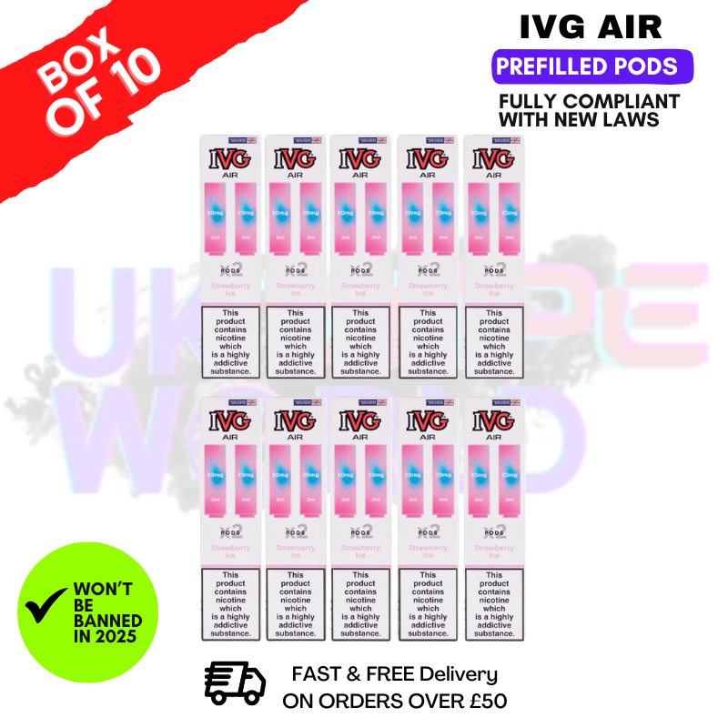 Shop Strawberry ICE IVG AIR Prefilled Pod Box Of 10 - UK Vape World
