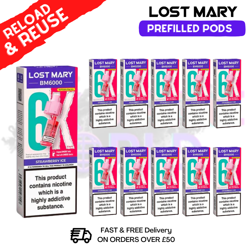 Strawberry ICE Lost Mary BM6000 Replacement Pods BOX OF 10
