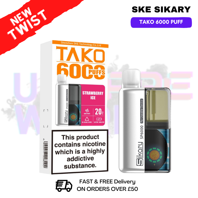 Shop Strawberry ICE SKE SIKARY 6000 PUFF 6K Prefilled Kit - UK Vape World