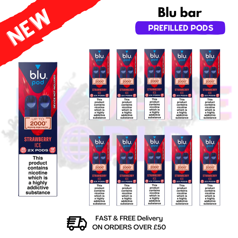 Strawberry Ice Blu Bar Prefilled Pods Box Of 10 - UK Vapeworld