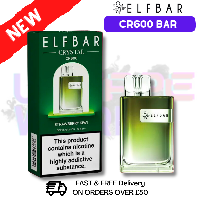 Strawberry Kiwi Elf Bar Crystal CR600 Bar - UK Vape World