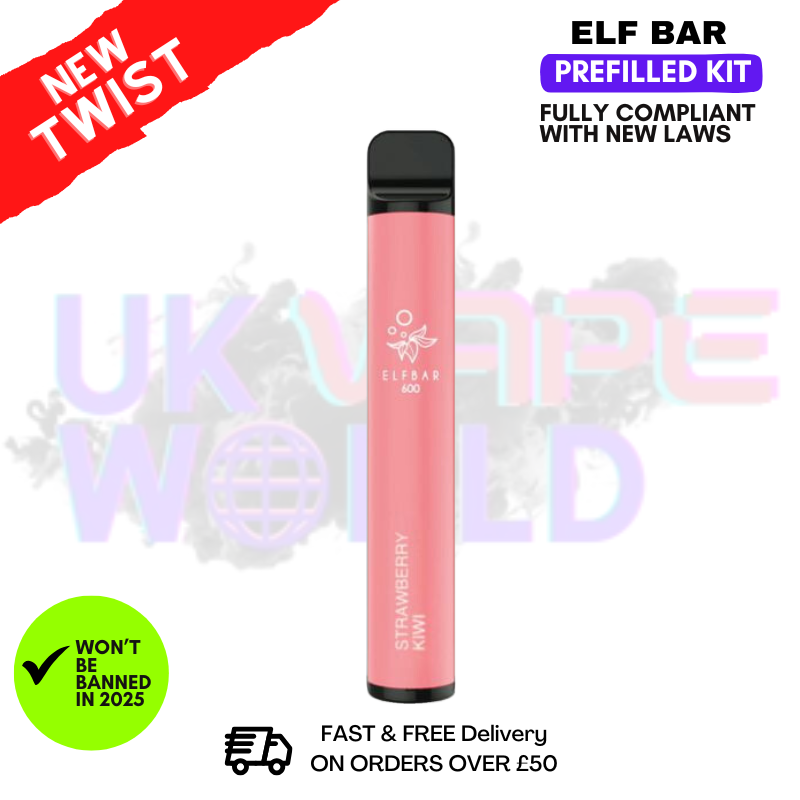 Shop Strawberry Kiwi Elf Bar EB600 Prefilled Pod Kit - UK Vape World