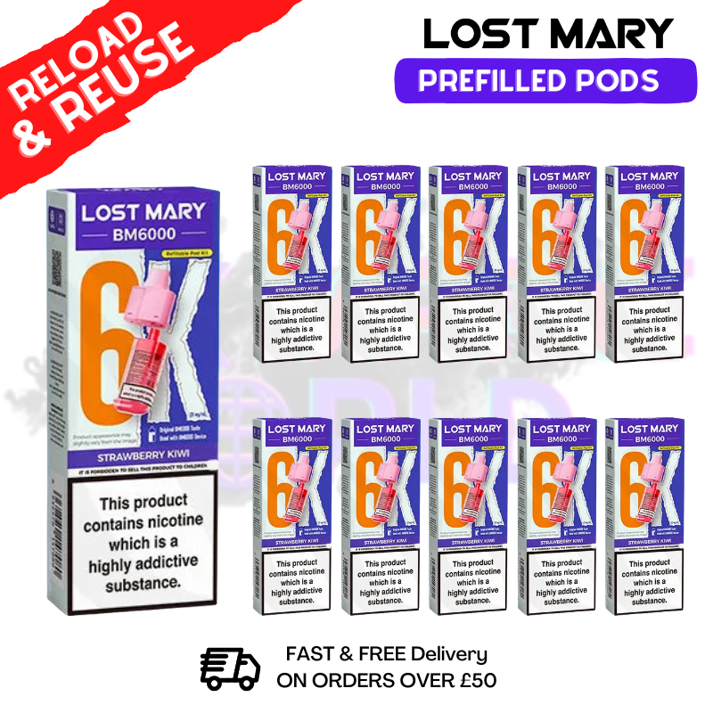 Strawberry Kiwi Lost Mary BM6000 Replacement Pods BOX OF 10