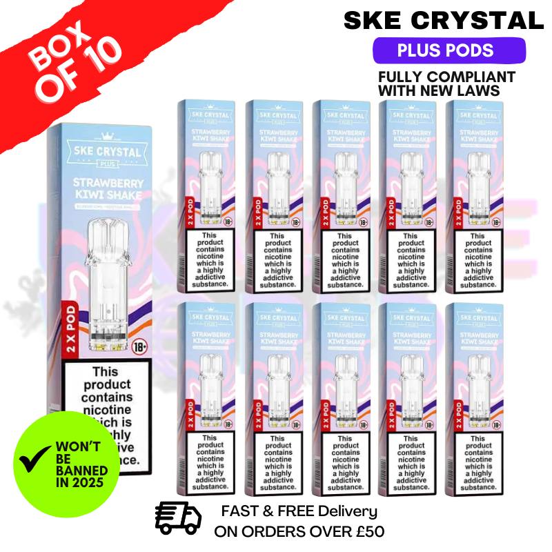 Shop Strawberry Kiwi Shake SKE Crystal Plus Prefilled Pod Box Of 10 - UK Vape World