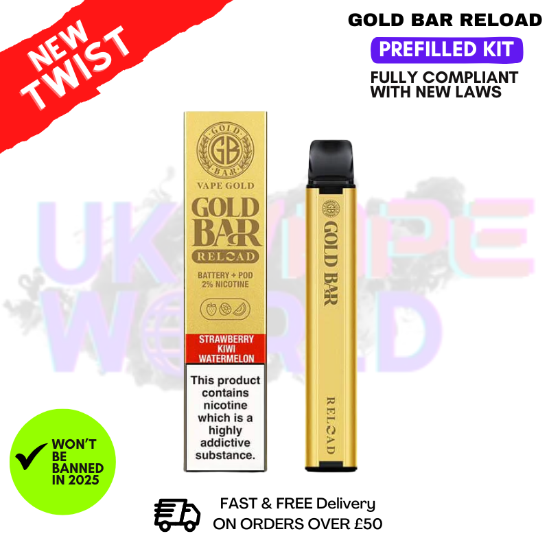 Strawberry Kiwi Watermelon Gold Bar Reload Prefilled Pod Kit
