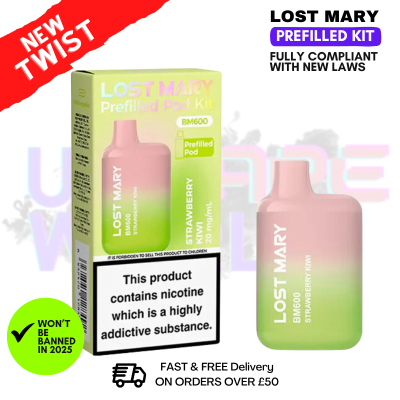 Shop Strawberry Kiwi Lost Mary BM600 Prefilled Pod Kit - UK Vape World