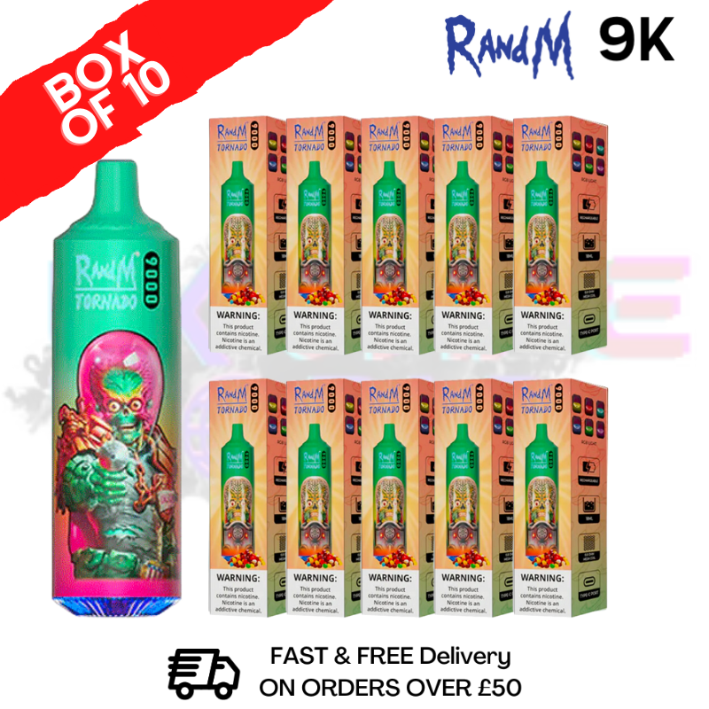 Shop Strawberry Pomegranate 9K Tornado 9000 Puff Bar R and M Pack Of 10 - UK Vape World