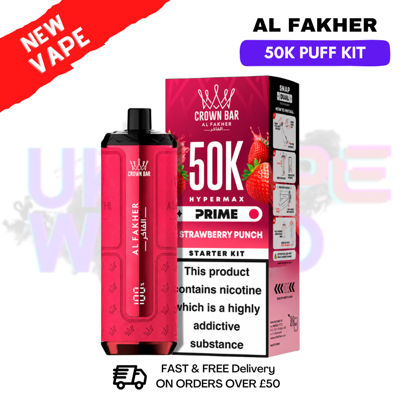 Strawberry Punch Al Fakher 50K HyperMax Pod Kit - 3 For £30