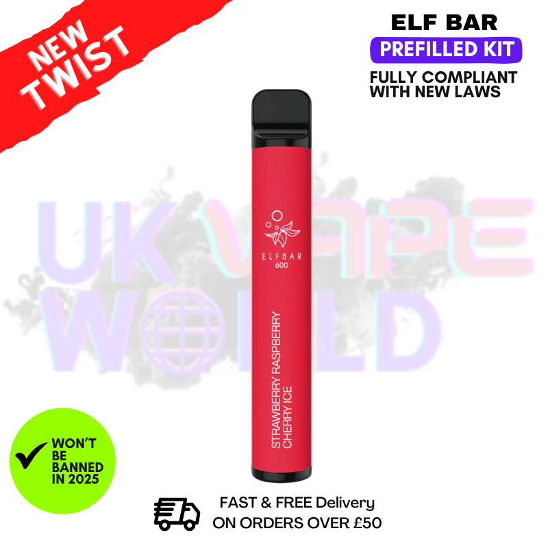 Shop Strawberry Raspberry Cherry ICE Elf Bar EB600 Prefilled Pod Kit - UK Vape World