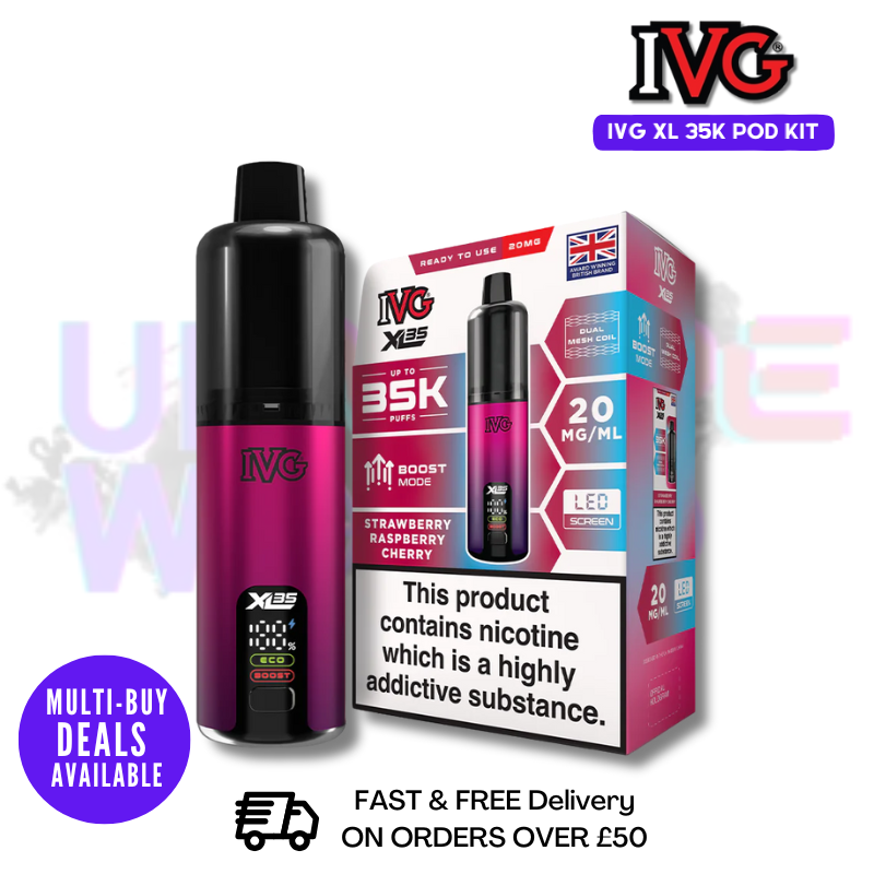 Shop Straw Rasp Cherry - IVG 35K XL 35,000 Puff Vape Pen Kit - Buy Online