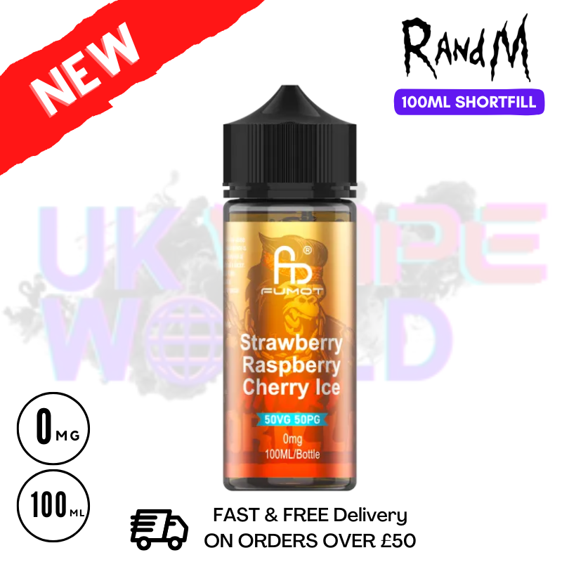 Strawberry Raspberry Cherry Ice RandM 100ML Fumot Shortfill Eliquid - UK Vapeworld