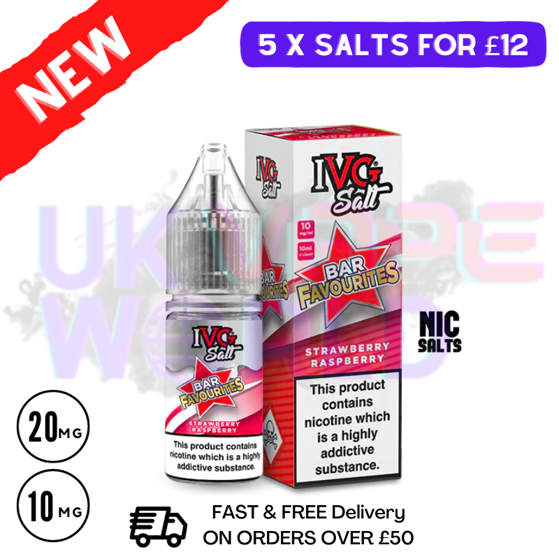 Strawberry Raspberry IVG "Bar Favourites" Salt 10ml Nic Eliquid - UK Vape World