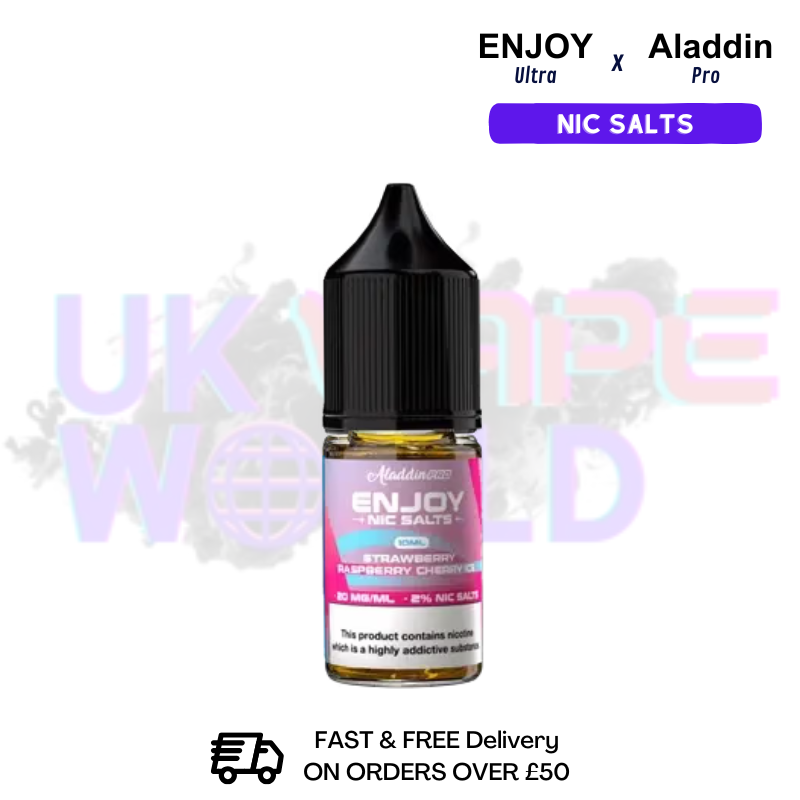 Shop Straw Rasp Cherry ICE Enjoy Ultra X ALADDIN Nic Salt 10ML eLiquid - UK Vape World