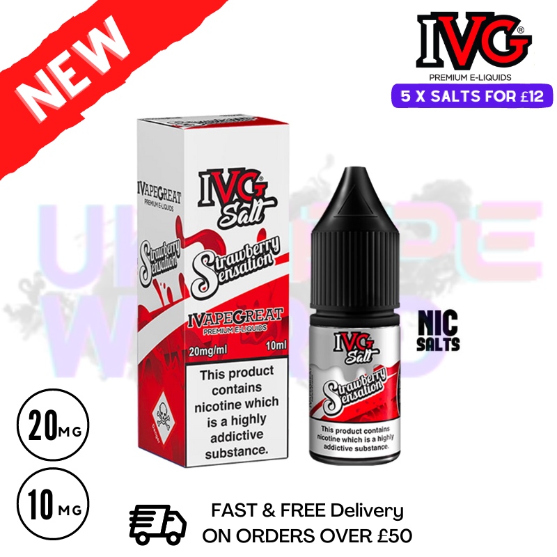 Strawberry Sensation IVG Salt 10ml Nic Eliquid - UK Vape World