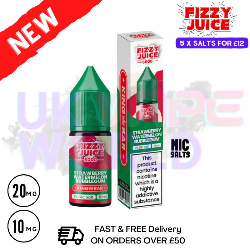 Fizzy Juice 5000 Nic Salt Strawberry Watermelon Bubblegum 10ML E-liquid