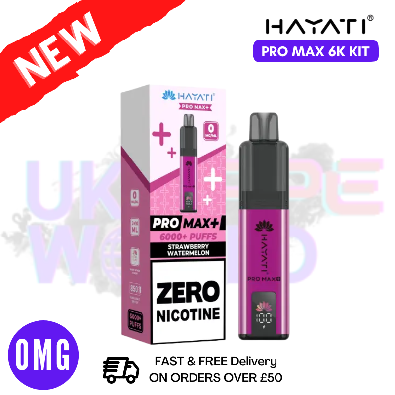 Strawberry Watermelon Hayati Pro Max Plus 6000 Kit Zero Nicotine - 2 FOR £15 - UK Vapeworld