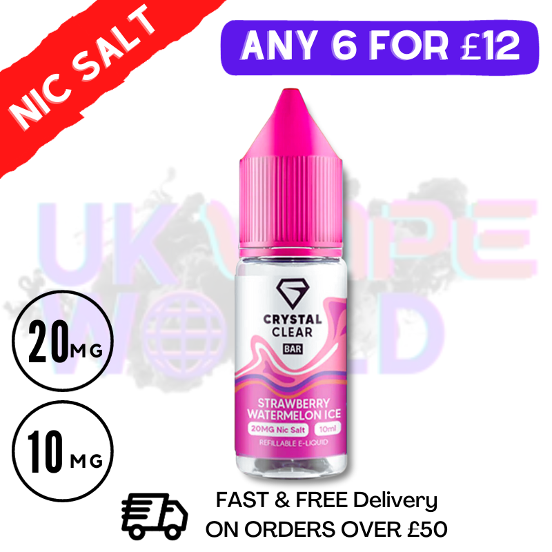 Crystal 'Straw Watermelon ICE' Bar Nic Salt - ANY 6 For 12
