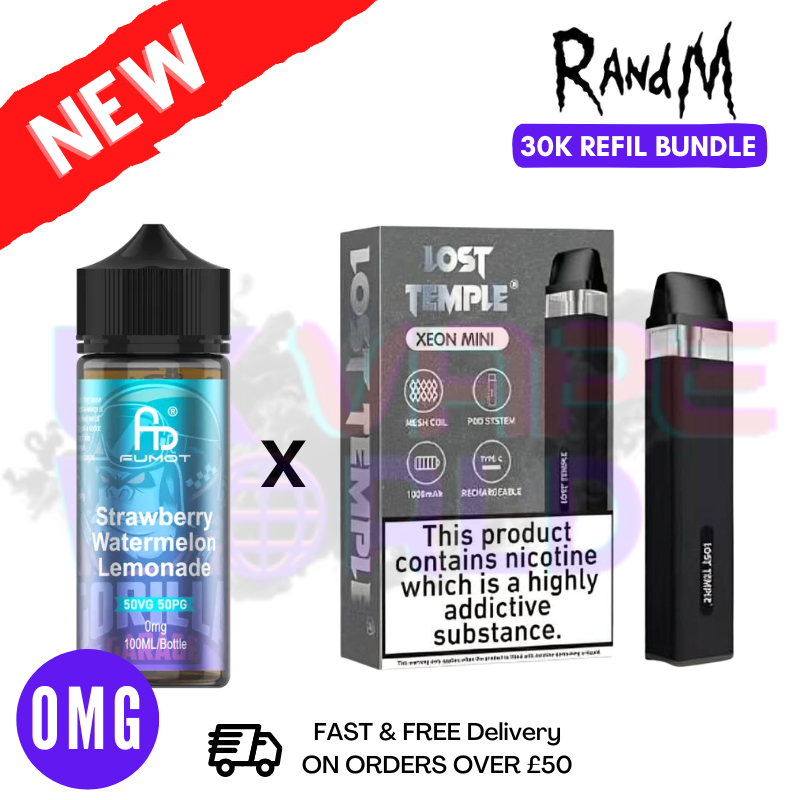 Strawberry Watermelon Lemonade RandM 30K Puff Zero Nicotine Vape Kit - UK Vapeworld