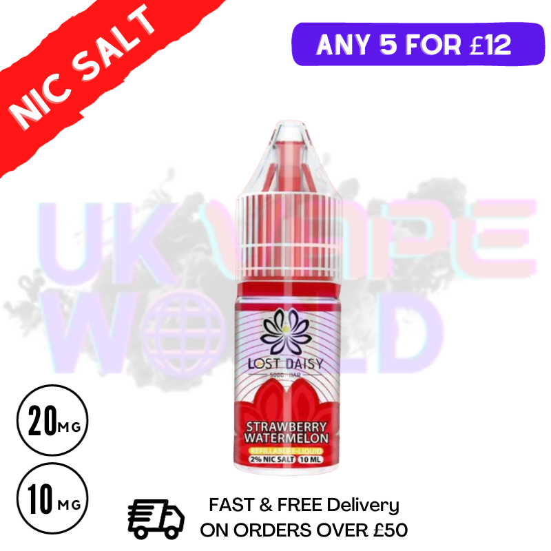 Strawberry Watermelon LOST Daisy Nic Salt 10ML eLiquid - UK Vape World