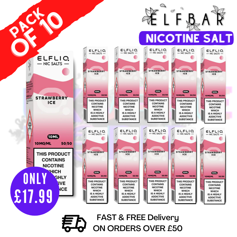 Shop Strawberry ICE ElfLiq Nic Salt BOX OF 10 - ONLY £17.99 - UK Vape World