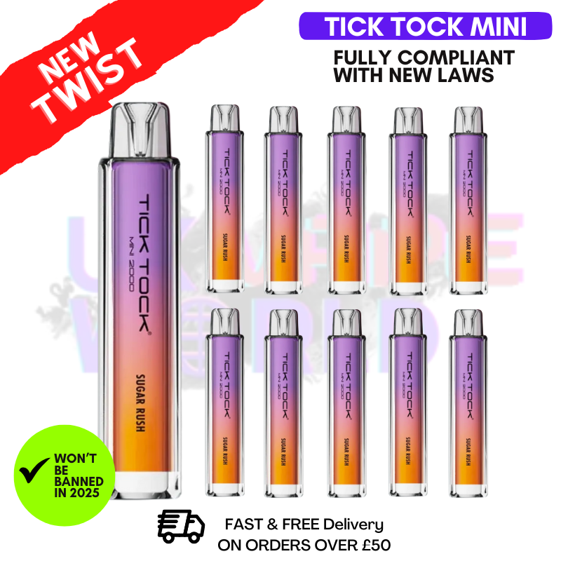 Shop Sugar Rush Tick Tock Mini 2000 Box Of 10 - UK Vape World