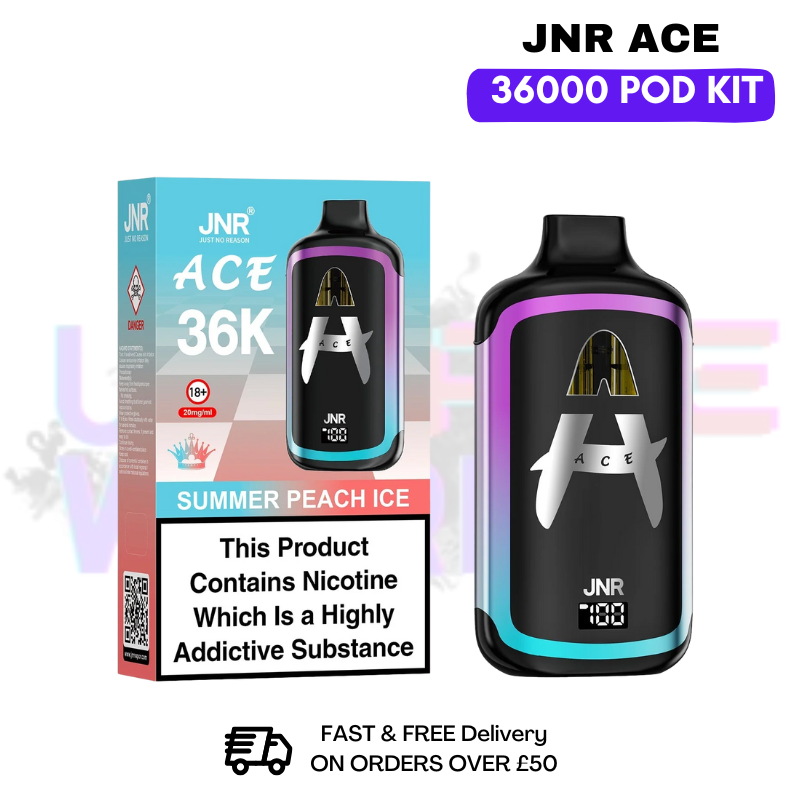 Summer Peach Ice JNR ACE 36K Puff 36000 Prefilled Pod Kit - ukvapeworld