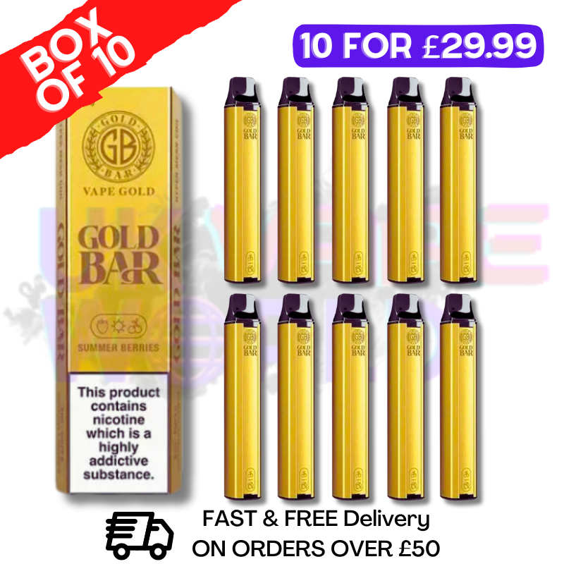 Summer Berries - Gold Bar 600Puff Box of 10 - UK Vape World