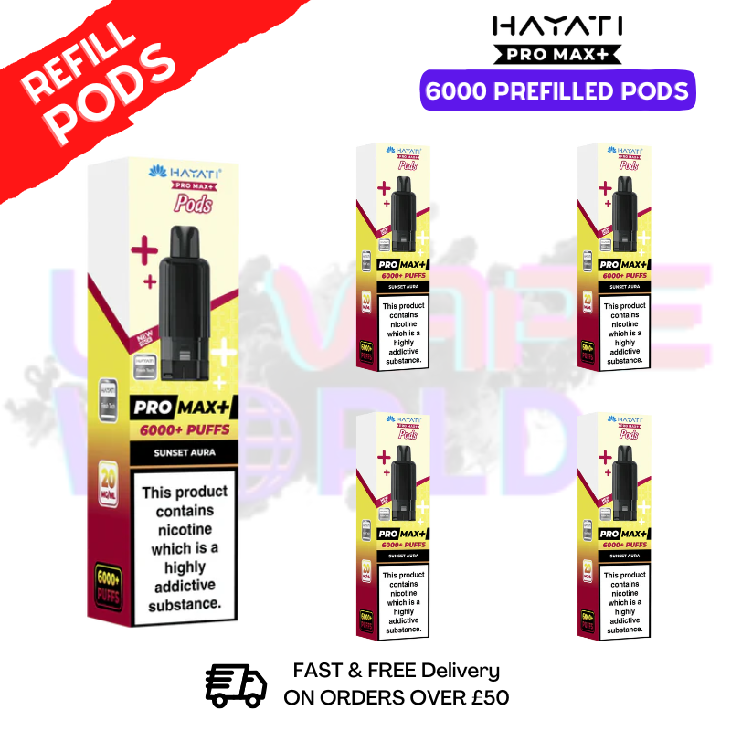 Sunset Aura Hayati ProMax 6K Replacement Pods Box Of 5 - UK Vapeworld