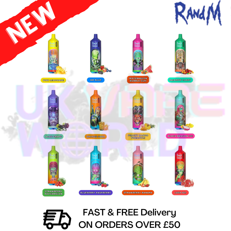 Shop Best Mixed Flavours 9K Tornado 9000 Puff Bar R and M Pack Of 10 - UK Vape World