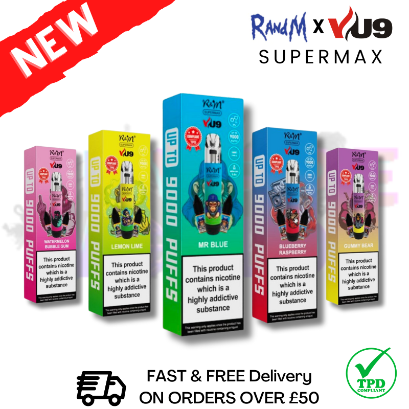 BEST MIXED BOX - RandM 9K SuperMAX 9000 Puff Bar Pack Of 10