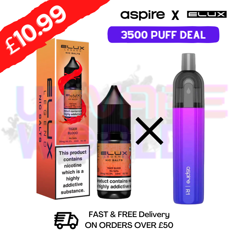 Tiger Blood ELUX LEGEND Salt 3500puff x Aspire Disposble Kit - UK Vape World