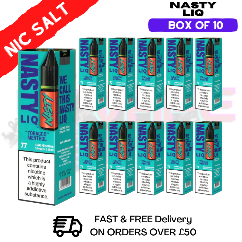 Shop Tobacco Menthol - NastyLiq Nic Salt Box Of 10 - UK Vape World